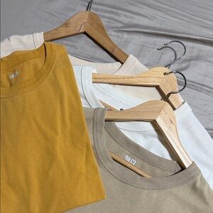 Uniqlo T-Shirt in Yellow, Beige, White, and Cream